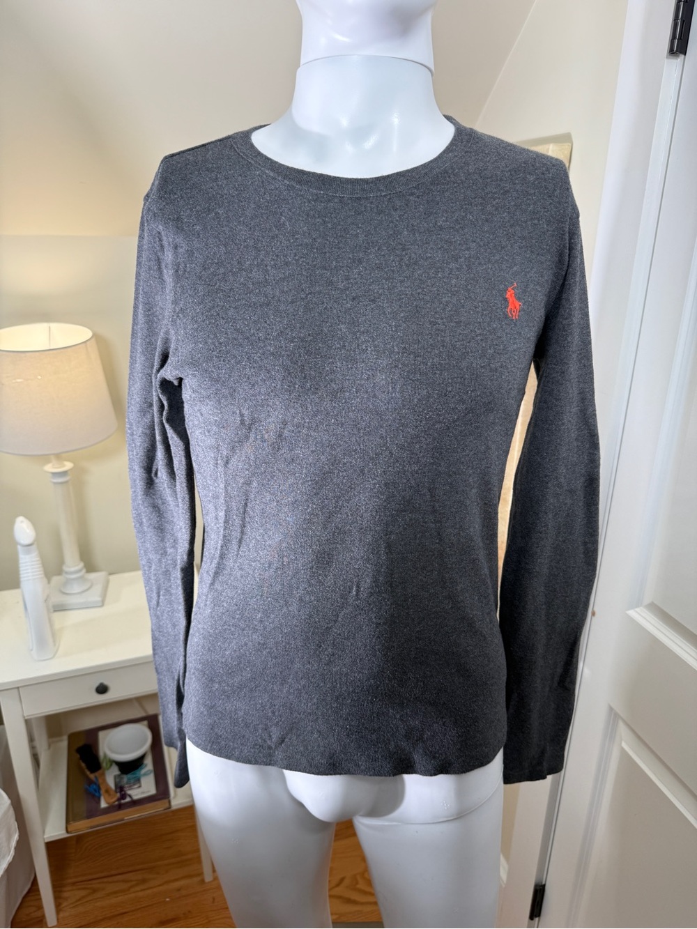Polo Ralph Lauren Gray Long Sleeve Shirt Red Pony Logo Men’s Large